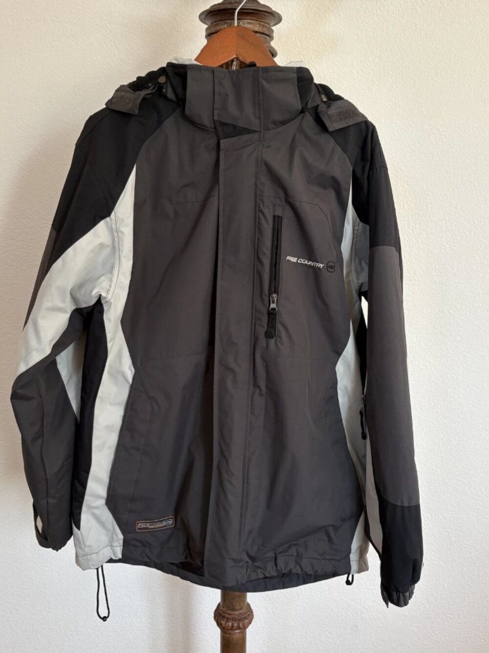 Free Country Men's Size M Tri-Color Water/Wind Resistant Hooded Jacket
